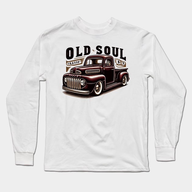 Classic vintage pickup truck, Old Soul Long Sleeve T-Shirt by Vehicles-Art